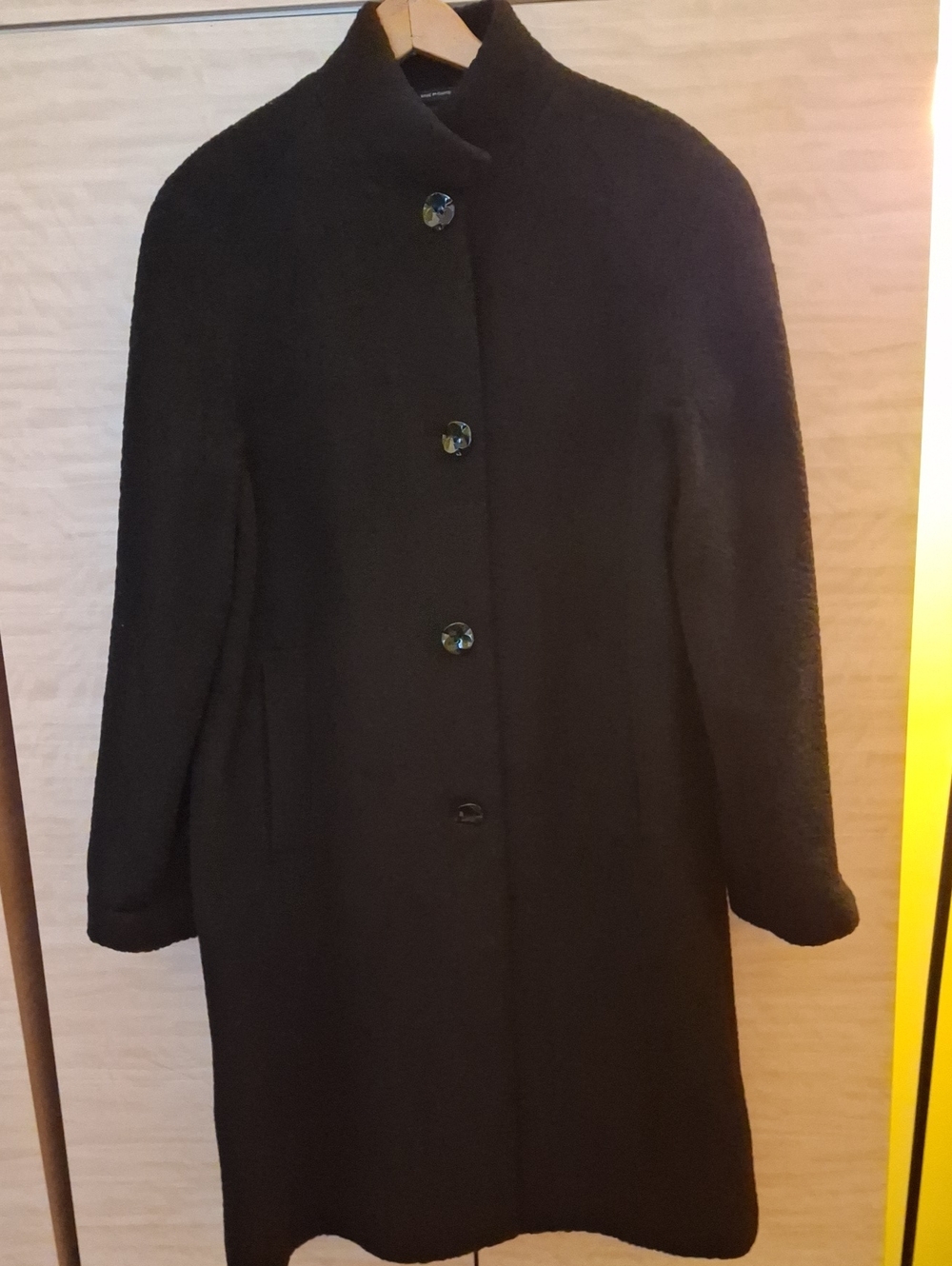 Jones New York Black Stand-Collar Wool Pea Coat